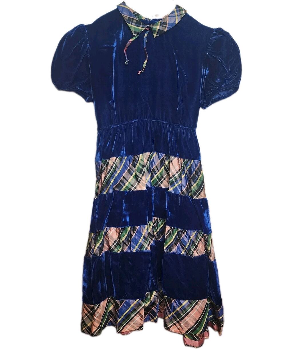 Vtg Velvet Velour Dress Girls Size 10